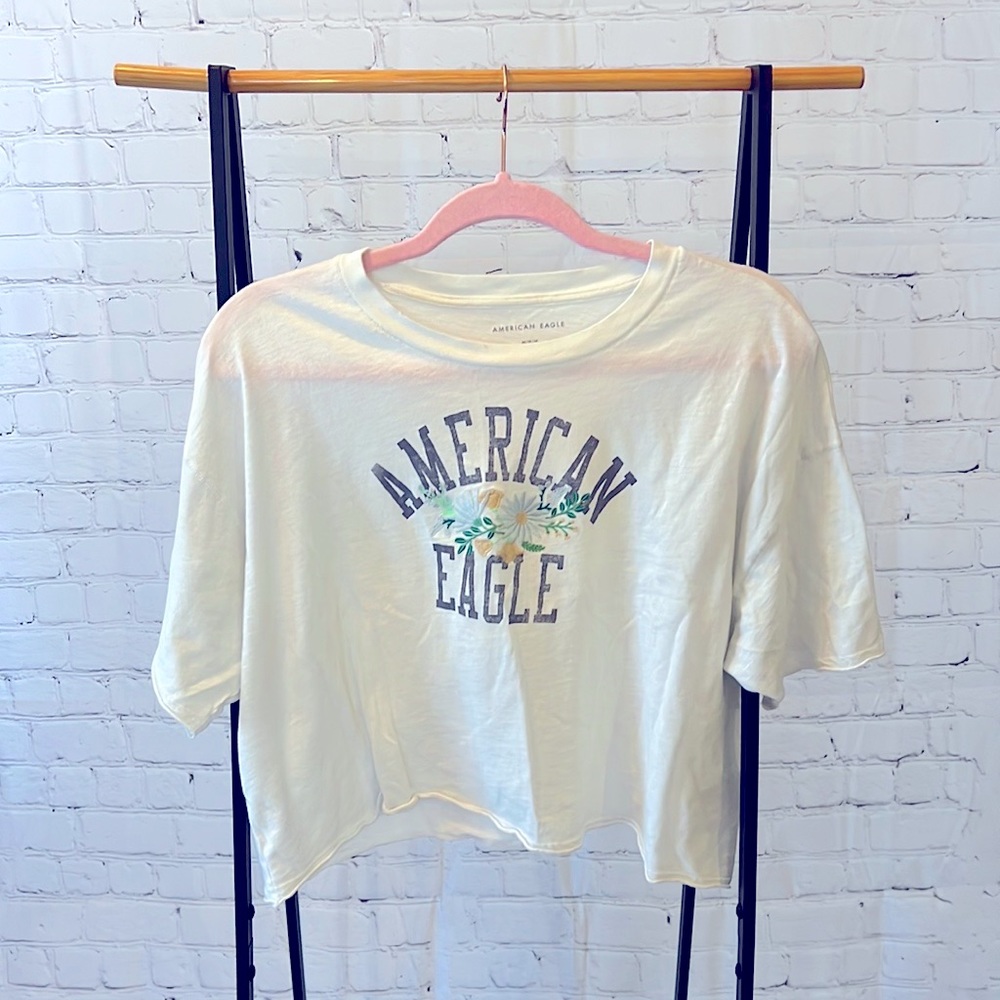 American Eagle Embroidered Logo Crop Top M